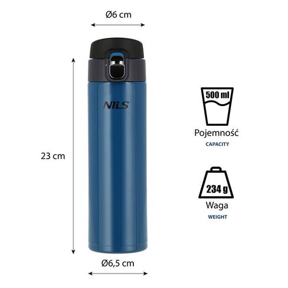 NCB28 Kubek Termiczny 500ml NILS, Kolor: niebieski, 6 zdjęcie