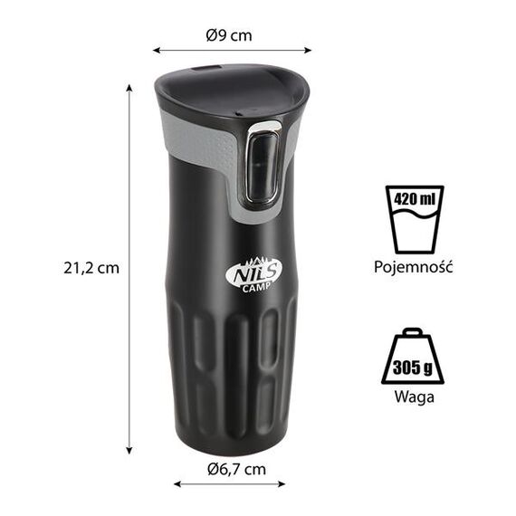 NCC06 Czarny Kubek Termiczny 420 ml NILS Camp, 6 zdjęcie