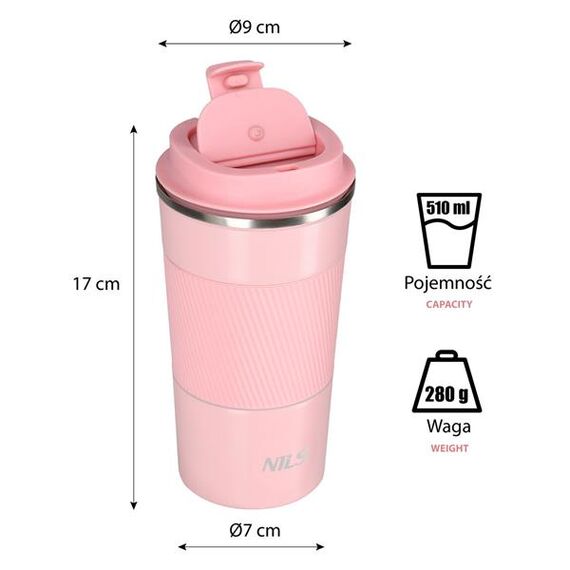 NCC09 Różowy Kubek Termiczny NILS, 6 zdjęcie