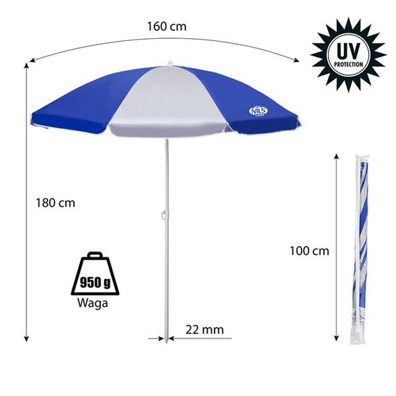 NILS NC7813 Parasol Plażowy 180 cm, 3 zdjęcie NILS NC7813 Parasol Plażowy 180 cm, 3 zdjęcie