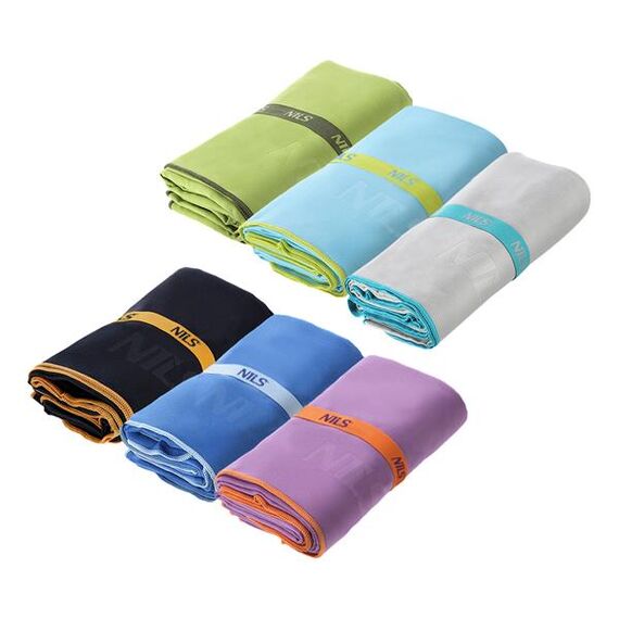 Ręcznik turystyczny szybkoschnący z mikrofirby 180x100cm NILS CAMP NCR12 niebieski, Kolor: fioletowy, 5 zdjęcie