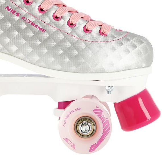 NILS EXTREME NQ14198 Srebrno-Różowe Wrotki Extreme, Kolor: srebrny, Rozmiar: 36, 9 zdjęcie