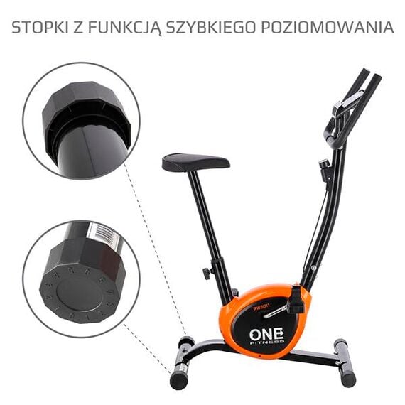 ONE FITNESS Rower Stacjonarny Mechaniczny RW3011 Black-Orange, 16 zdjęcie