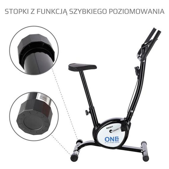 ONE FITNESS Rower Stacjonarny Mechaniczny RW3011 Black, 16 zdjęcie