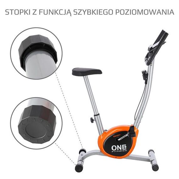 ONE FITNESS Rower Mechaniczny RW3011 Silver-Orange, 16 zdjęcie