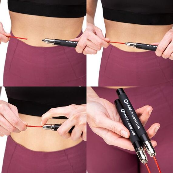 SK60 Black/Red Szybka Skakanka HMS PREMIUM, 5 zdjęcie