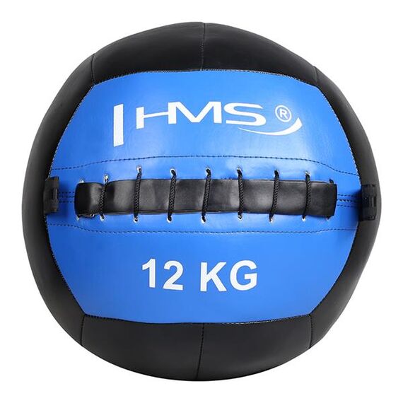 HMS WLB piłka lekarska wall ball do ćwiczeń crossfit fitness 12kg czarna/niebieska