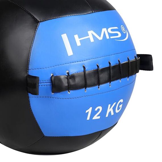 HMS WLB piłka lekarska wall ball do ćwiczeń crossfit fitness 12kg czarna/niebieska, 2 zdjęcie