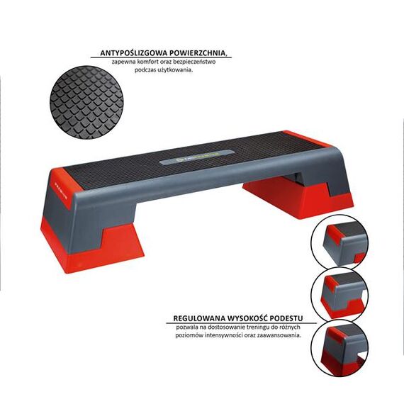 HMS AS007 Step Do Aerobiku Premium, Kolor: czerwony, 10 zdjęcie