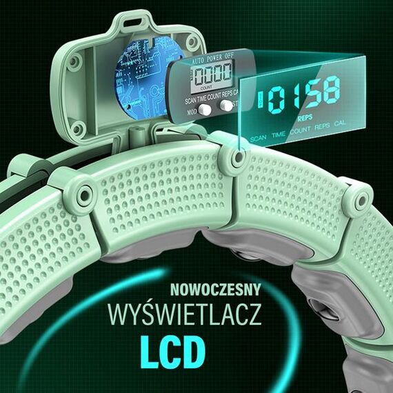 HHM14 Hula Hop Green Z Magnesami I Obciążnikiem + Licznik HMS, 10 zdjęcie