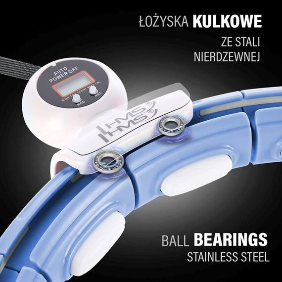 HHM15 Hula Hop Blue Z Magnesem I Obciążnikiem + Licznik HMS, 7 zdjęcie