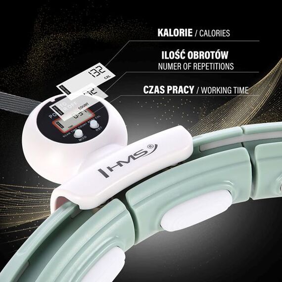 HHM15 Hula Hop Green Z Magnesem I Obciążnikiem + Licznik HMS, 11 zdjęcie