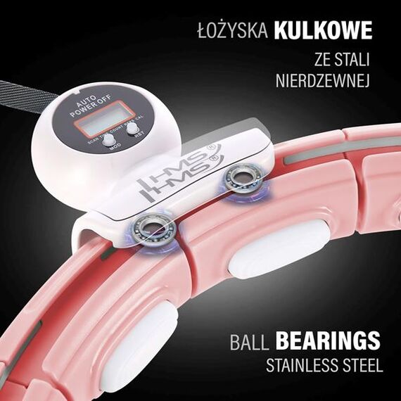 HHM15 Hula Hop Pink Z Magnesem I Obciążnikiem + Licznik HMS HMS, 7 zdjęcie