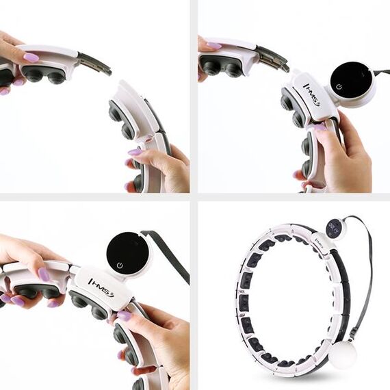 HHM16 Hula Hop White Z Magnesami I Obciążnikiem + Licznik HMS, Kolor: biały, 16 zdjęcie