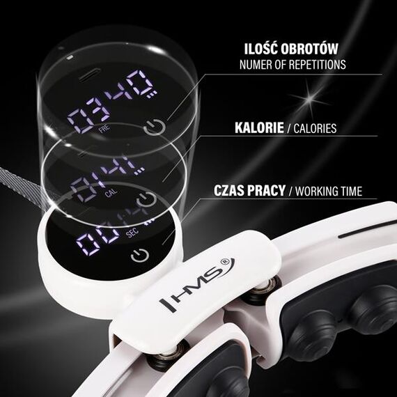 HHM16 Hula Hop White Z Magnesami I Obciążnikiem + Licznik HMS, Kolor: biały, 8 zdjęcie