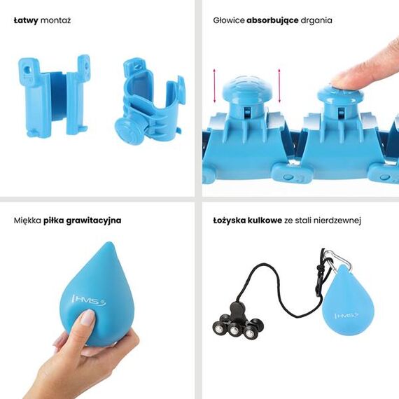 HHW01 Hula Hop Blue Z Wypustkami I Obciążnikiem HMS, Kolor: niebieski, Waga: 1,25  kg, 14 zdjęcie