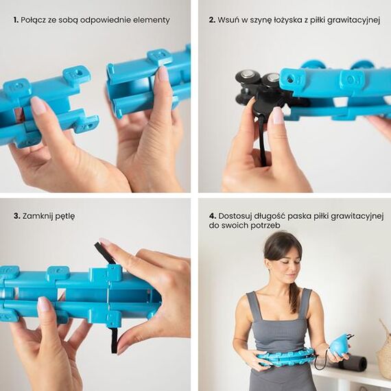 HHW01 Hula Hop Blue Z Wypustkami I Obciążnikiem HMS, Kolor: niebieski, Waga: 1,25  kg, 8 zdjęcie