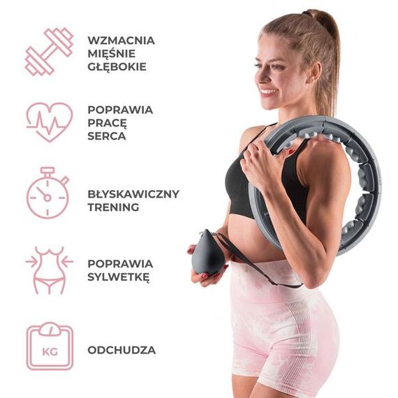 HHW06 Hula Hop Black Z Wypustkami I Obciążnikiem + Licznik HMS, 3 zdjęcie