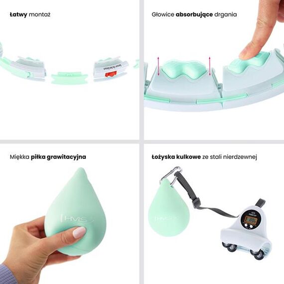 HMS HHW06 Hula Hop Green Z Wypustkami I Obciążnikiem + Licznik, 14 zdjęcie