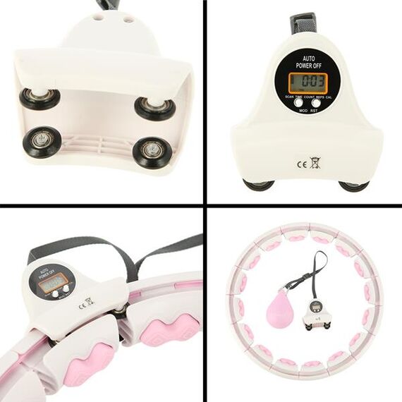 HHW06 Hula Hop Pink Z Wypustkami I Obciążnikiem + Licznik HMS, 8 zdjęcie