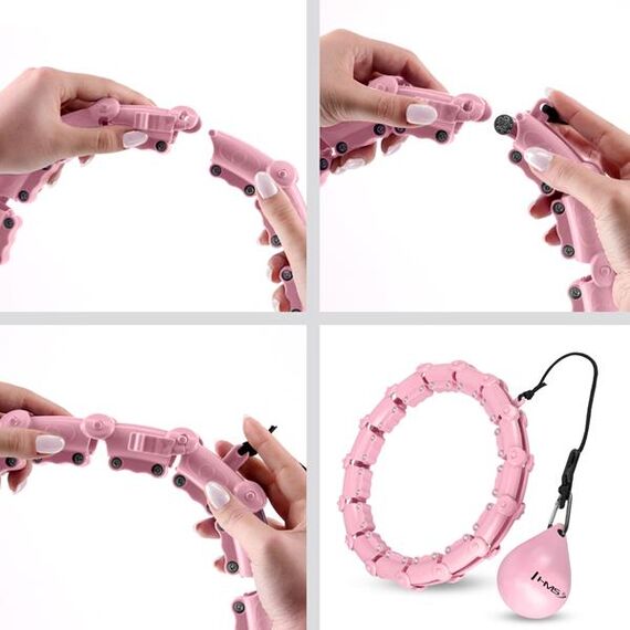 HHW11 Plus Size Hula Hop Light Pink Z Wypustkami I Obciążnikiem HMS, 16 zdjęcie