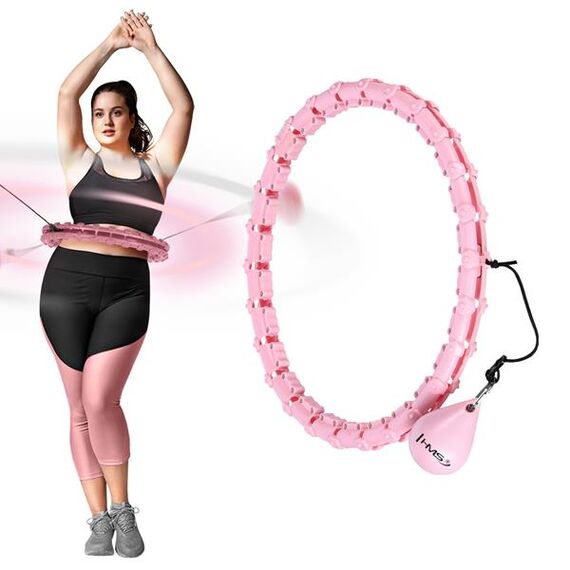 HHW11 Plus Size Hula Hop Light Pink Z Wypustkami I Obciążnikiem HMS, 3 zdjęcie
