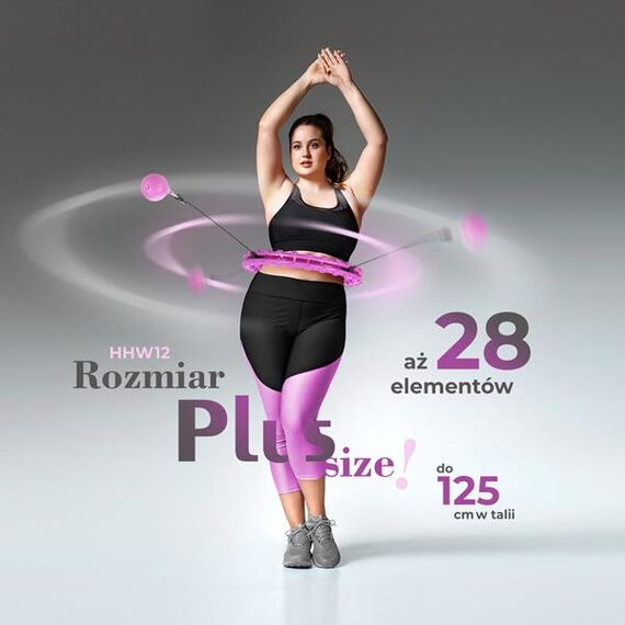 HMS HHW12 Plus Size Hula Hop z Wypustkami i obciążnikiem z regulacją, Kolor: fioletowy, 3 zdjęcie