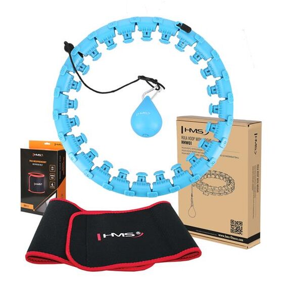 ZESTAW Hula Hop Hhw01 Blue Z Wypustkami I Obciążnikiem + Pas Br163 Red HMS, Kolor: niebieski