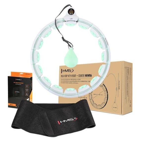 ZESTAW Hula Hop Hhw06 Green Z Piłką Grawitacyjną I Licznikiem + Pas Br163 Black HMS