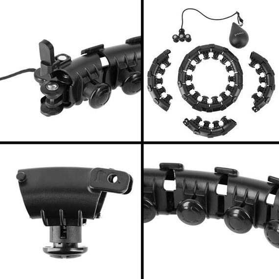 ZESTAW Hula Hop Hhw12 Black Z Wypustkami I Obciążnikiem + Pas Br163 Black Plus Size HMS, 10 zdjęcie