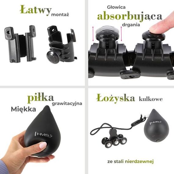 ZESTAW Hula Hop Hhw12 Black Z Wypustkami I Obciążnikiem + Pas Br163 Black Plus Size HMS, 15 zdjęcie