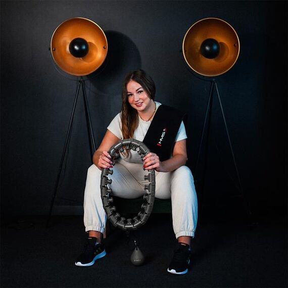 ZESTAW Hula Hop Hhw12 Black Z Wypustkami I Obciążnikiem + Pas Br163 Black Plus Size HMS, 6 zdjęcie