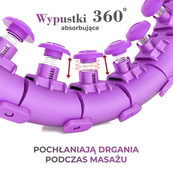 ZESTAW Hula Hop Hhw12 Violet Z Wypustkami I Obciążnikiem  + Pas Br163 Black Plus Size HMS, 11 zdjęcie