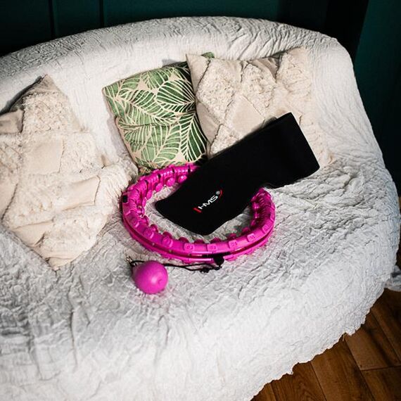 ZESTAW Hula Hop Hhw12 Violet Z Wypustkami I Obciążnikiem  + Pas Br163 Black Plus Size HMS, 4 zdjęcie