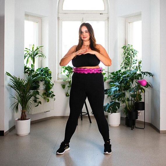 ZESTAW Hula Hop Hhw12 Violet Z Wypustkami I Obciążnikiem  + Pas Br163 Black Plus Size HMS, 6 zdjęcie