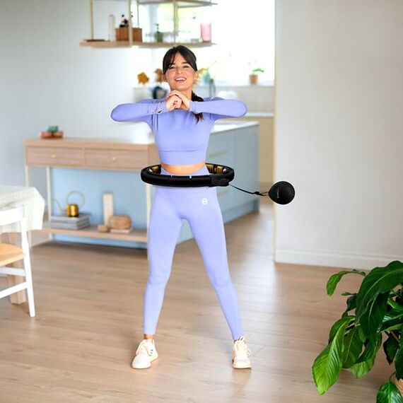 ZESTAW Hula Hop Magnetyczny Black/Gold Hhm13 Z Licznikiem + Pas Wyszczuplający Br163 Black HMS, 12 zdjęcie