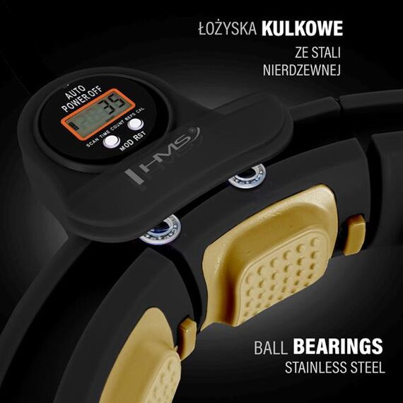 ZESTAW Hula Hop Magnetyczny Black/Gold Hhm13 Z Licznikiem + Pas Wyszczuplający Br163 Black HMS, 13 zdjęcie