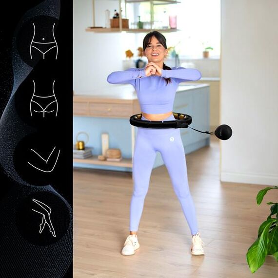 ZESTAW Hula Hop Magnetyczny Black/Gold Hhm13 Z Licznikiem + Pas Wyszczuplający Br163 Black HMS, 8 zdjęcie