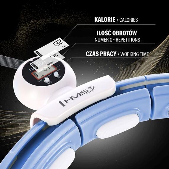 ZESTAW Hula Hop Magnetyczny Blue Hhm15 Z Licznikiem + Pas Br163 Black Plus Size HMS, 13 zdjęcie