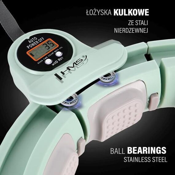 ZESTAW Hula Hop Magnetyczny Green Hhm13 Z Licznikiem + Pas Wyszczuplający Br163 Black HMS, 13 zdjęcie