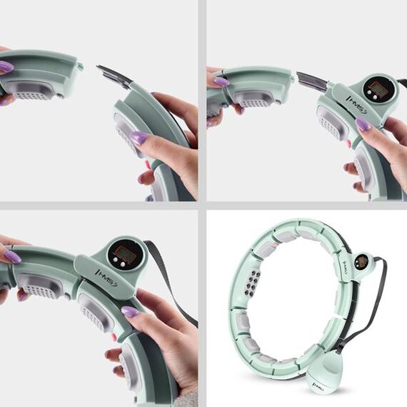 ZESTAW Hula Hop Magnetyczny Green Hhm13 Z Licznikiem + Pas Wyszczuplający Br163 Black HMS, 15 zdjęcie