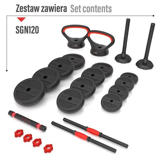 SGN120 Pro Set 6W1 Zestaw Ciężarów 20Kg HMS, 3 zdjęcie