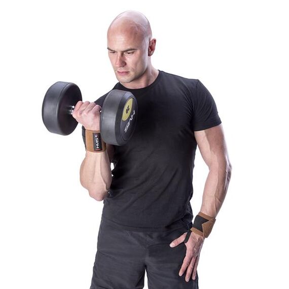 HMS opaski na nadgarstki wzmacniające do treningu siłowego 2 sztu. ONX04 skórzane, 5 zdjęcie