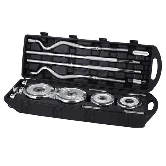 STC55 Sztangielki-Sztanga Prosta I Łamana W Walizce Chrom 55Kg HMS, 4 zdjęcie