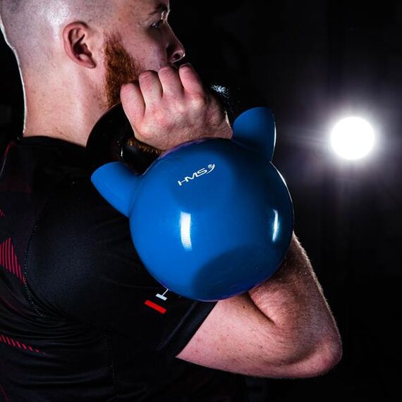 KNV10 Blue Kettlebell Żeliwny Pokryty Winylem HMS, Kolor: niebieski, Waga: 10 kg, 12 zdjęcie
