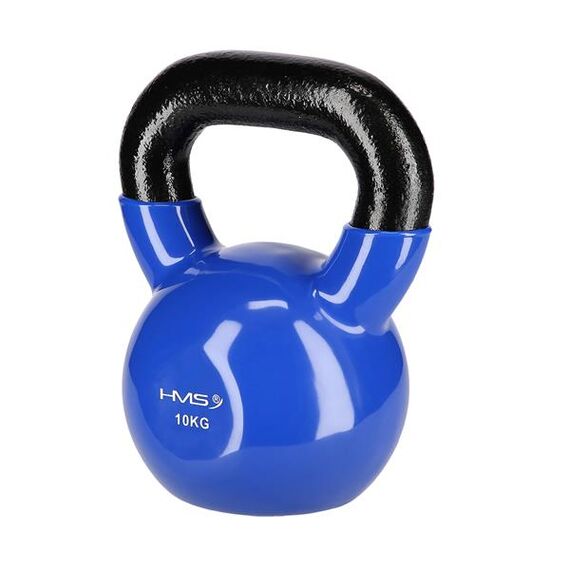 KNV10 Blue Kettlebell Żeliwny Pokryty Winylem HMS, Kolor: niebieski, Waga: 10 kg, 4 zdjęcie