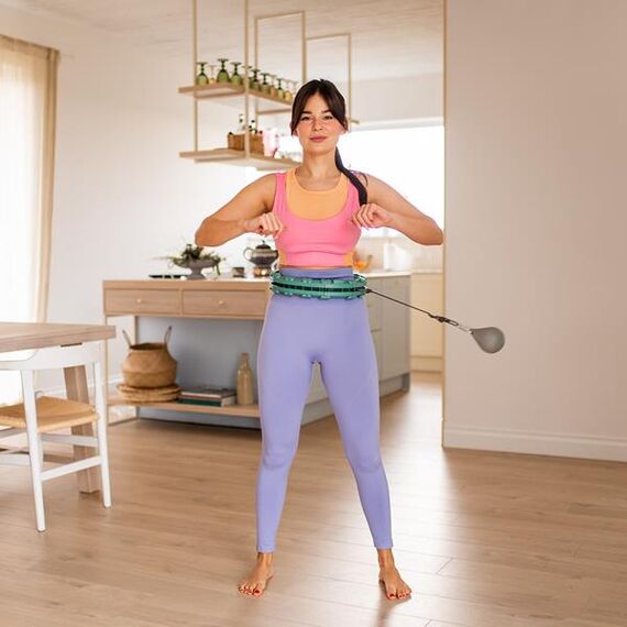 Hula hop odchudzające fitness z obciążnikiem i licznikiem HMS FH03 fioletowe/czarne, Kolor: zielony, 5 zdjęcie