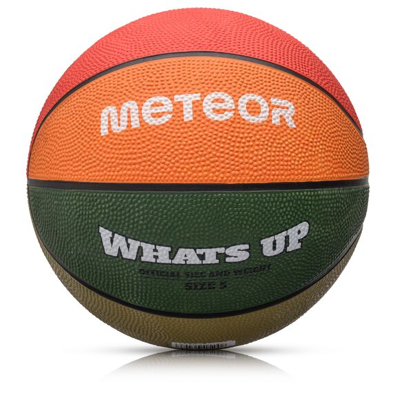 Piłka do koszykówki dziecięca treningowa Meteor What's Up niebieska, Kolor: zielony/pomarańczowy, Waga: 0.48, Rozmiar: 5