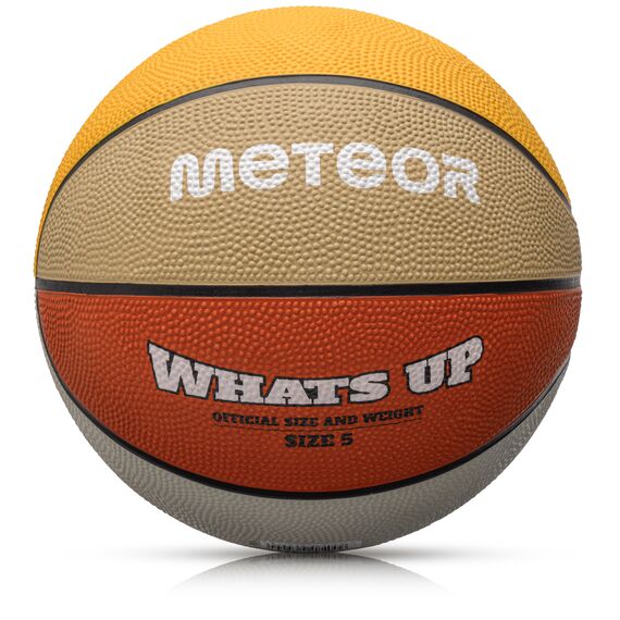 Piłka do koszykówki dziecięca treningowa Meteor What's Up niebieska, Kolor: pomarańczowy/beżowy, Waga: 0.48, Rozmiar: 5