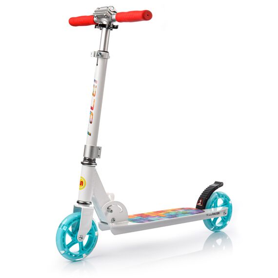 METEOR hulajnoga młodzieżowa z świecącymi kołami LED Racer Cube biała